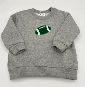 18 M Onesie Sweatshirt Long Sleeve - Gray w/Green & White Football Applique