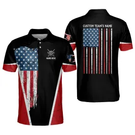 3D Billiards 8 Ball Pool Player US Flag Pattern Billiard Polo Shirt, Flag Shirt, Uniform Billiard Team Shirt
