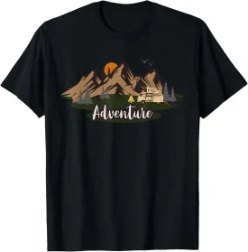 Adventure Overlanding Off Roading Rving T-Shirt for Women, Girls Unisex Short Sleeve Classic Fit Black Cotton Blend T-Shirt