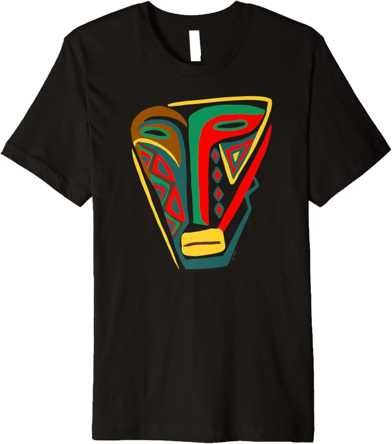African Mask Outsider Art Abstract Graphic Premium T-Shirt