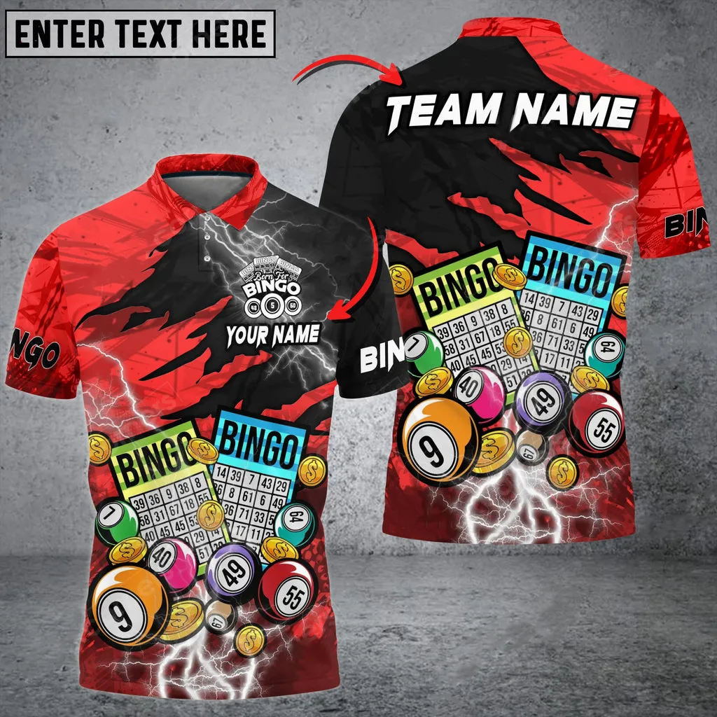Bingo Lightning Grunge Multicolor Option Customized Name 3D Polo Shirt, Perfect Gift for Bowling Lovers