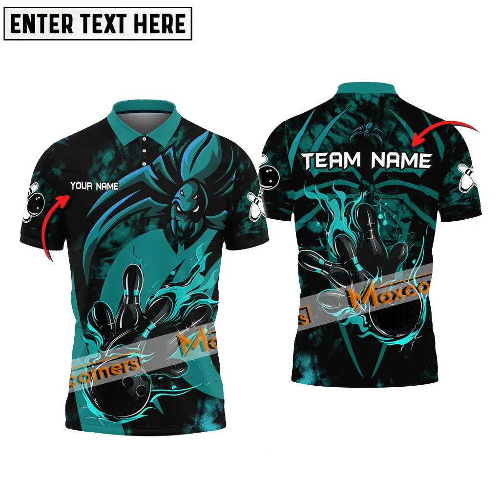 Bowling & Pins Spider Pattern Multicolor Option Customized Name, Team Name 3D Polo Shirt, Spider Man Bowling Shirt