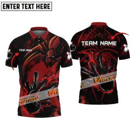 Bowling & Pins Spider Pattern Multicolor Option Customized Name, Team Name 3D Polo Shirt, Spider Man Bowling Shirt