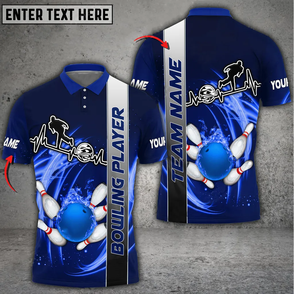 Bowling And Pins Heart Fire Multicolor Option Customized Name 3D Shirt, Idea Gift for Bowler