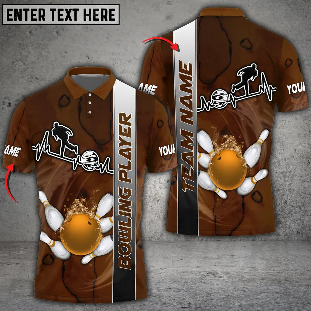Bowling And Pins Heart Fire Multicolor Option Customized Name 3D Shirt, Idea Gift for Bowler