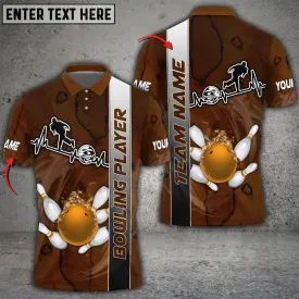Bowling And Pins Heart Fire Multicolor Option Customized Name 3D Shirt, Idea Gift for Bowler