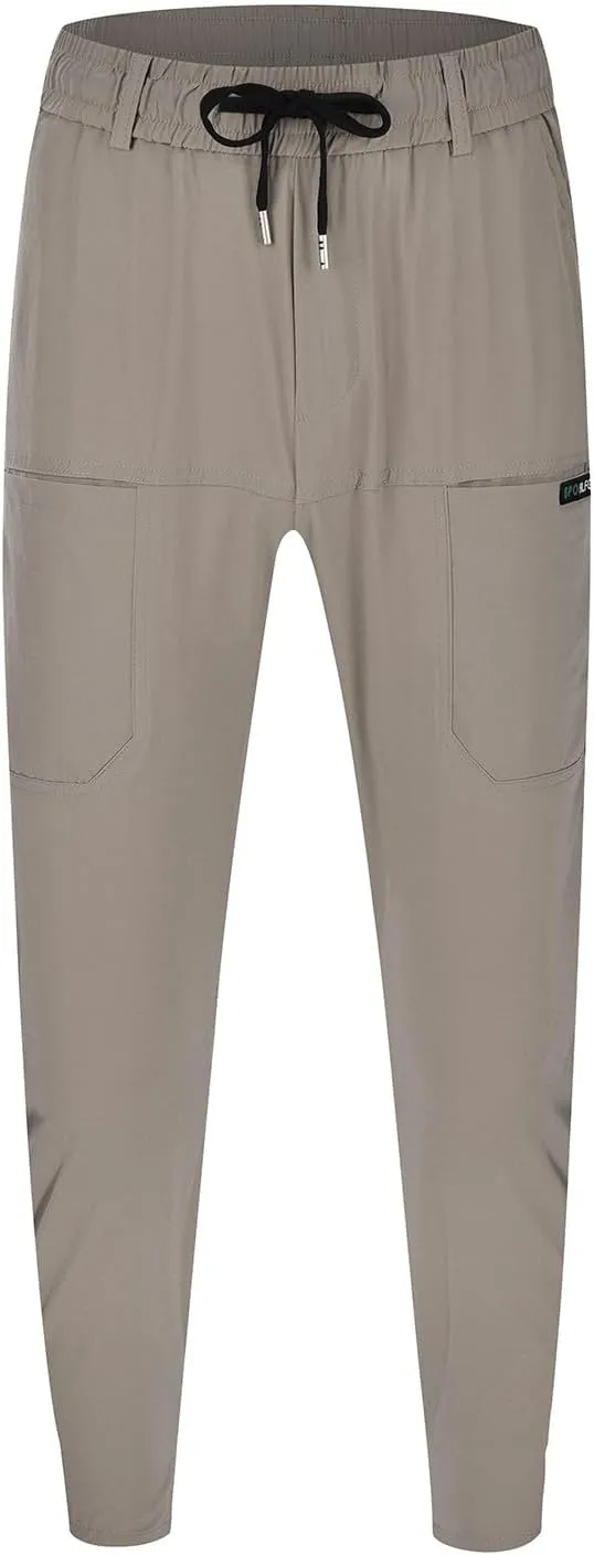 Cargo Joggers for Men Elastic Waist Stretch Lightweight Hiking Sweatpants Summer Casual Sports Trousers with Pockets