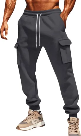 Casual Jogger Pants for Men Breathable Relaxed Fit Chino Outdoor Cargo Pants Workout Slim Fit Twill Jogging Sweatpants
