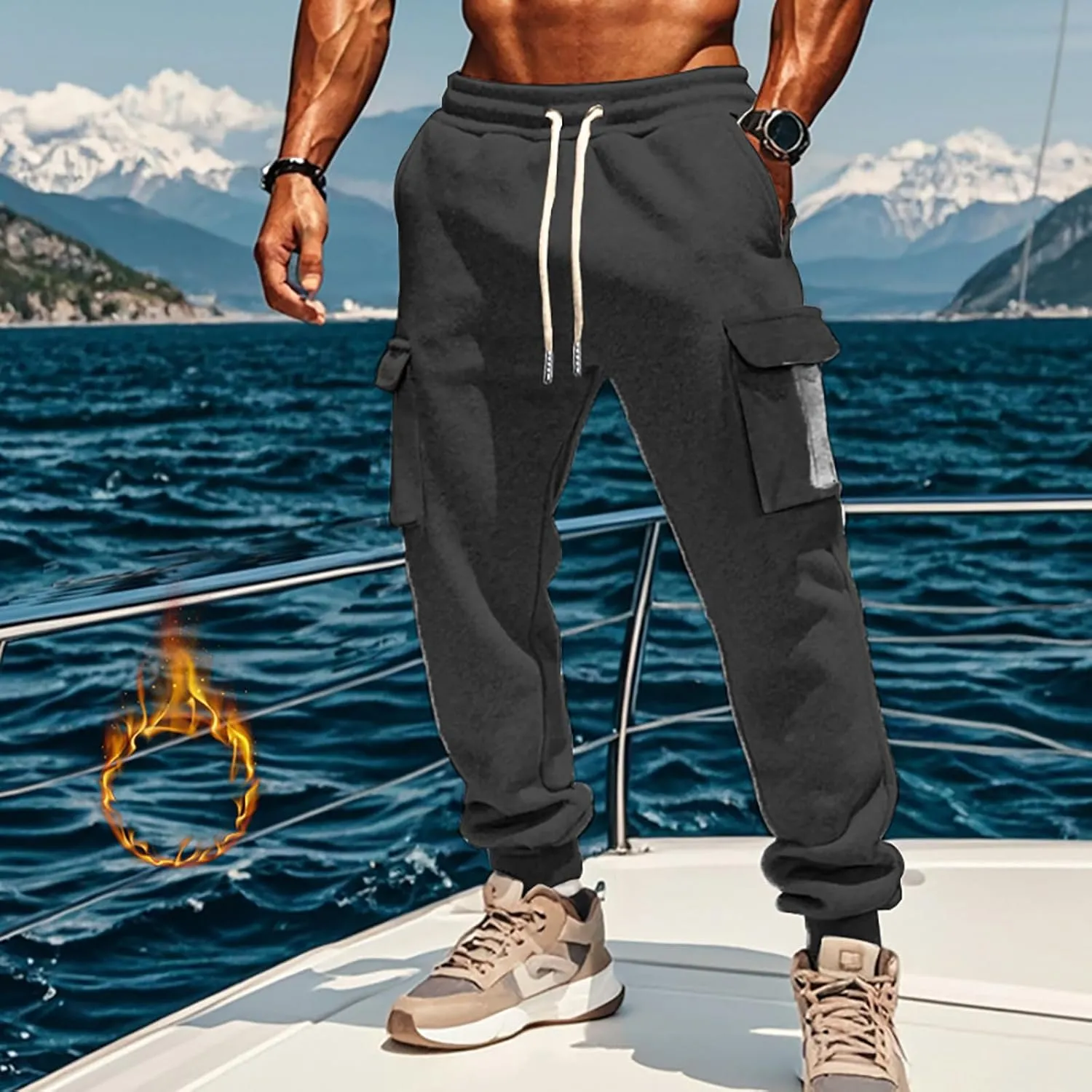 Casual Jogger Pants for Men Breathable Relaxed Fit Chino Outdoor Cargo Pants Workout Slim Fit Twill Jogging Sweatpants