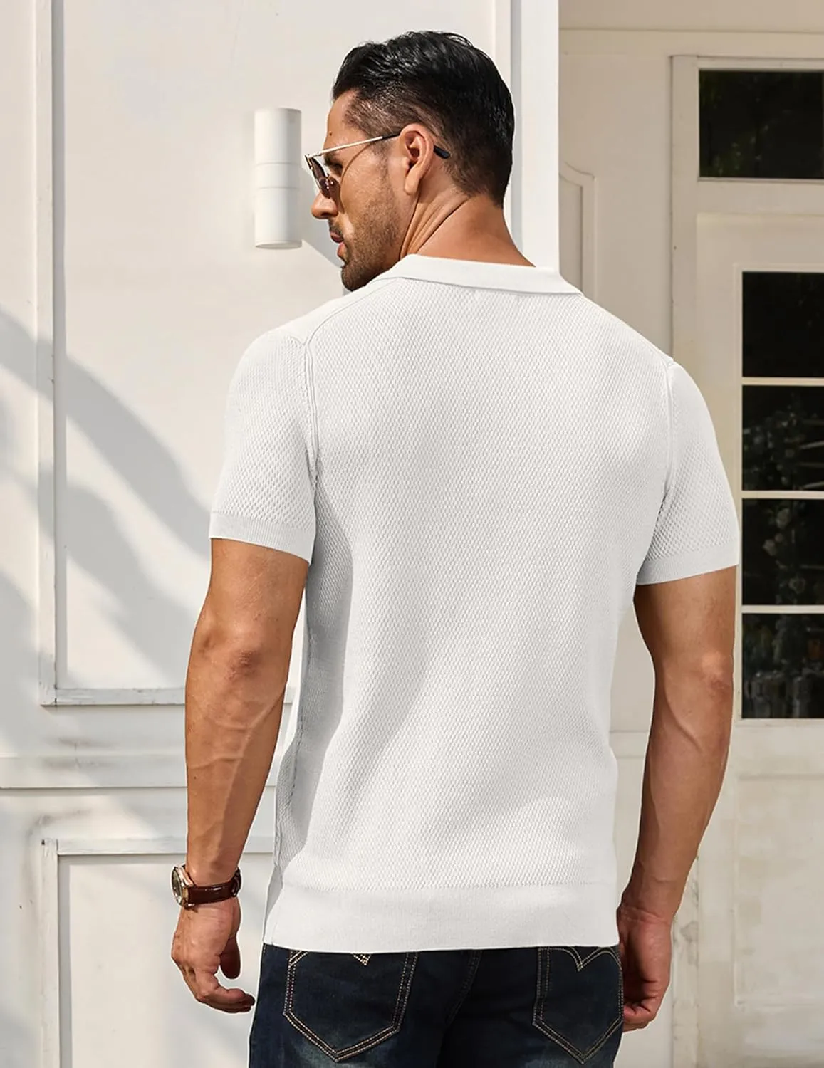 COOFANDY Men's Knit Polo Shirts Short Sleeve Textured Golf Shirt Fashion Casual Collared Pullover T-Shirts