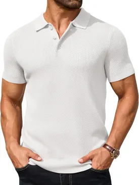 COOFANDY Men's Knit Polo Shirts Short Sleeve Textured Golf Shirt Fashion Casual Collared Pullover T-Shirts