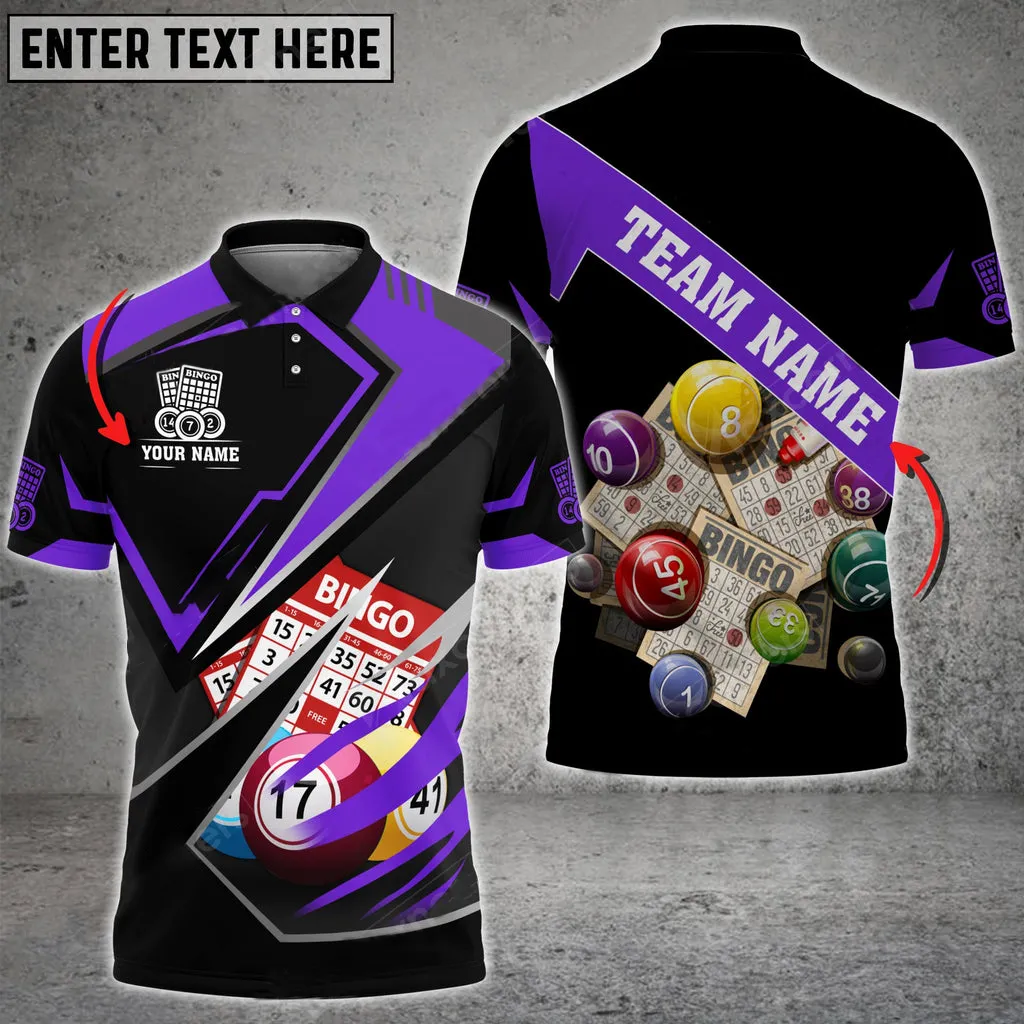 Coolspod Bingo Premium Splash Multicolor Option Customized Name Team 3D Polo Shirt, Gift for Bowler