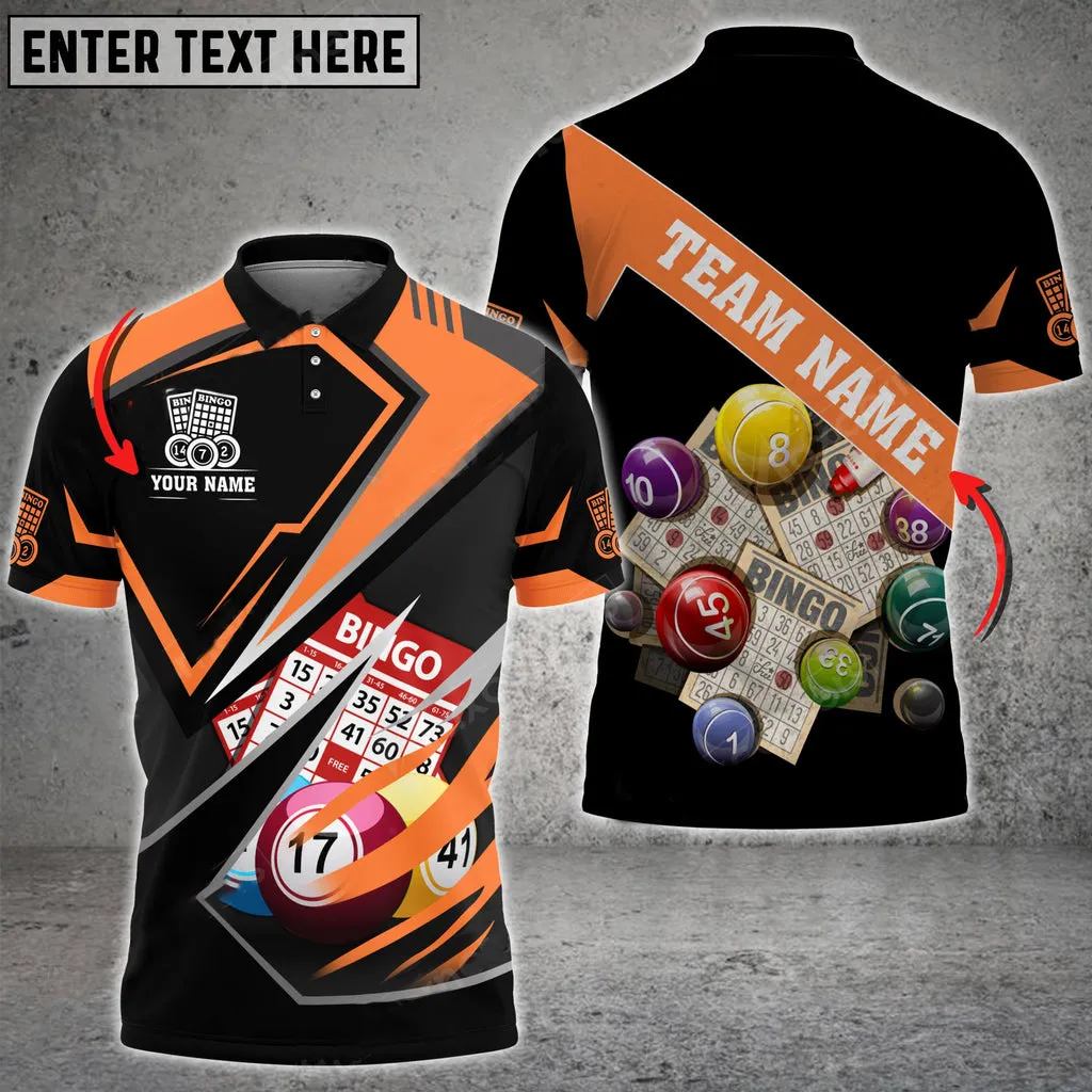 Coolspod Bingo Premium Splash Multicolor Option Customized Name Team 3D Polo Shirt, Gift for Bowler