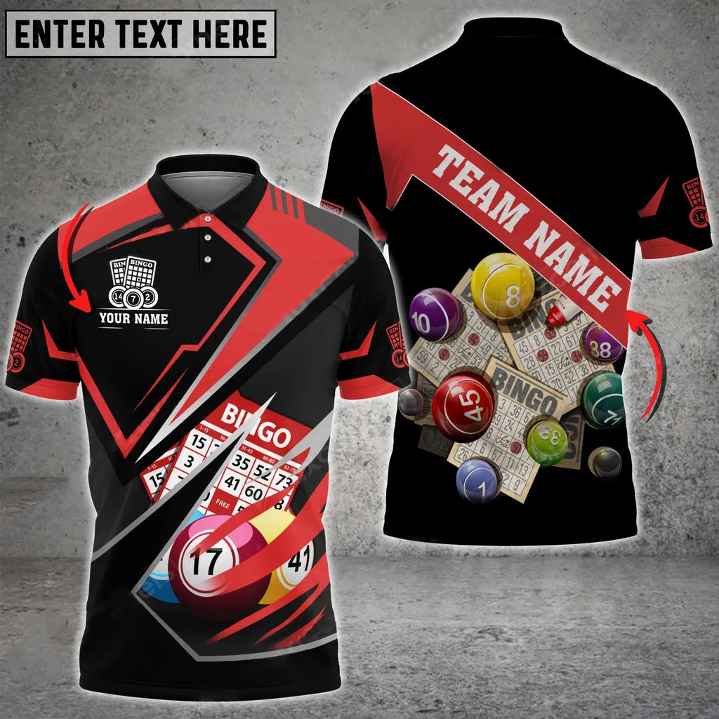 Coolspod Bingo Premium Splash Multicolor Option Customized Name Team 3D Polo Shirt, Gift for Bowler