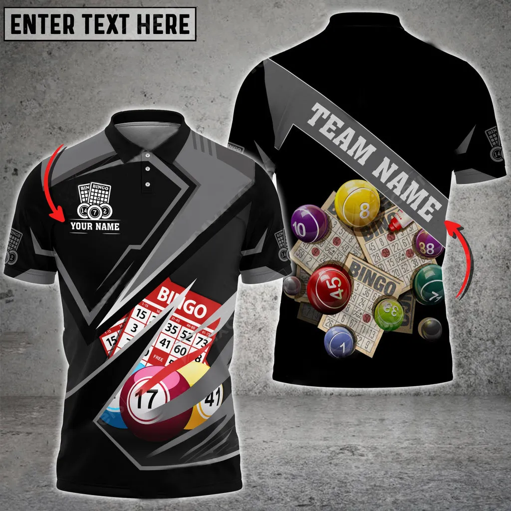 Coolspod Bingo Premium Splash Multicolor Option Customized Name Team 3D Polo Shirt, Gift for Bowler