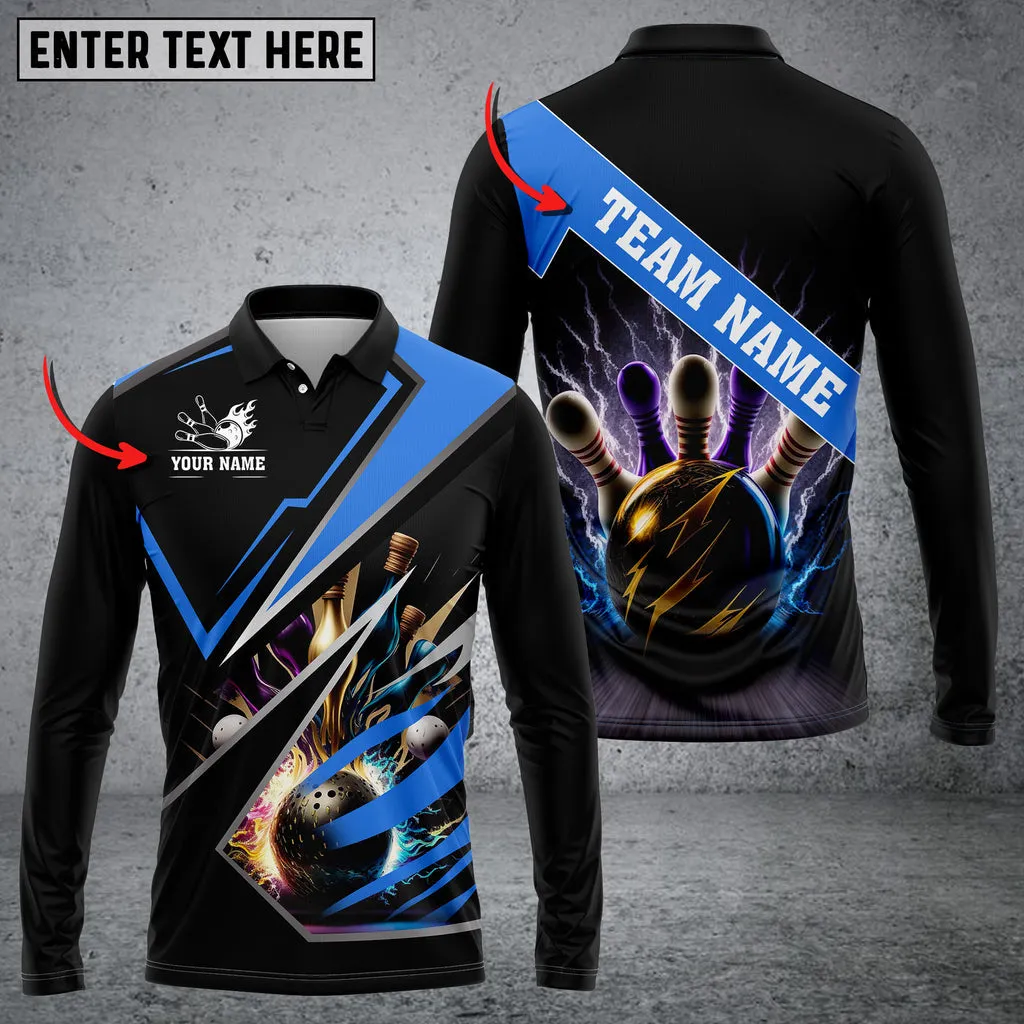 Coolspod Bowling And Pins Premium Multicolor Option Customized Name Long Sleeve 3D Shirt