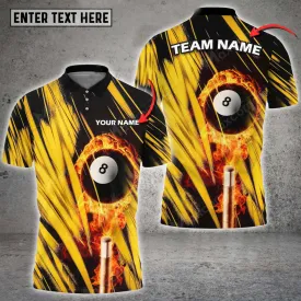 Coolspod Personalized Billiard 8 Ball Fire Player 3D Polo Shirt, Idea Gift for Pooler