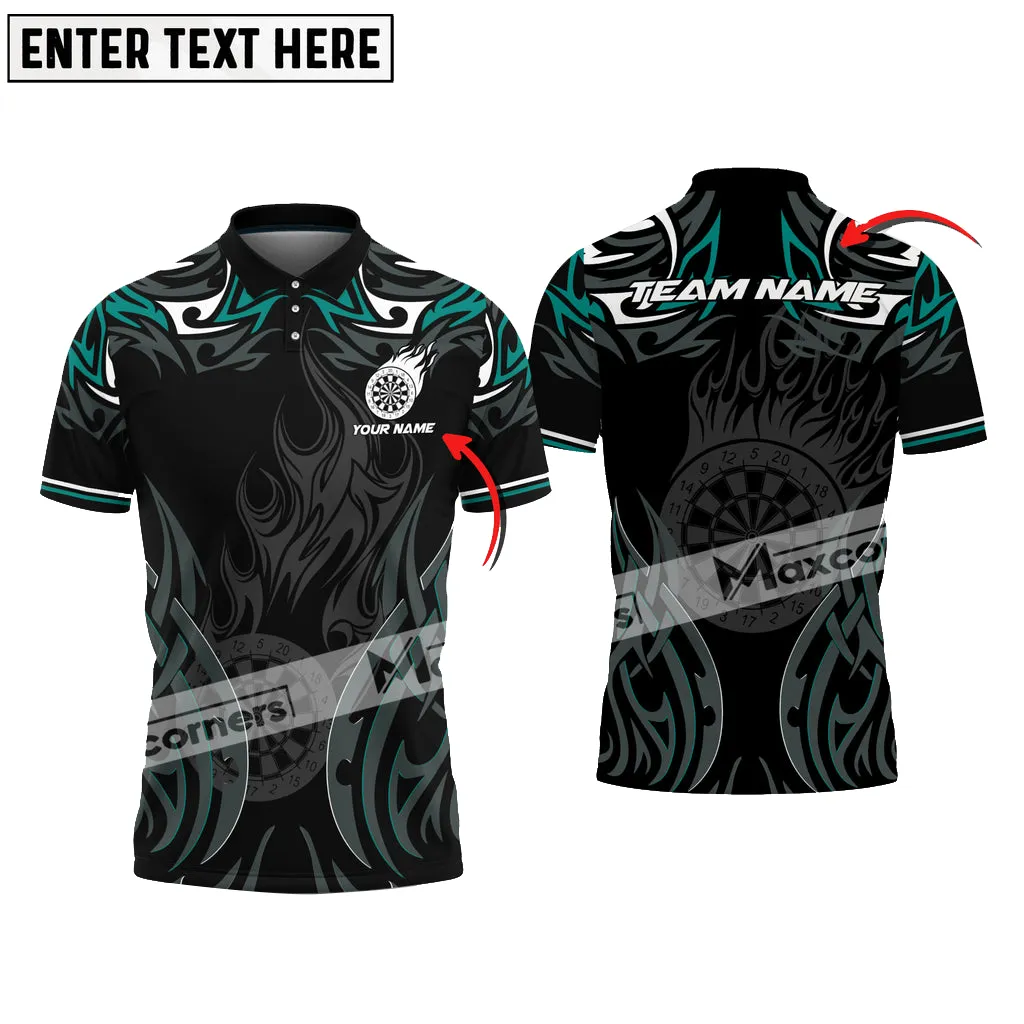 Darts Fire Flame Color Basic Options Personalized Name, Team Name 3D Polo Shirt