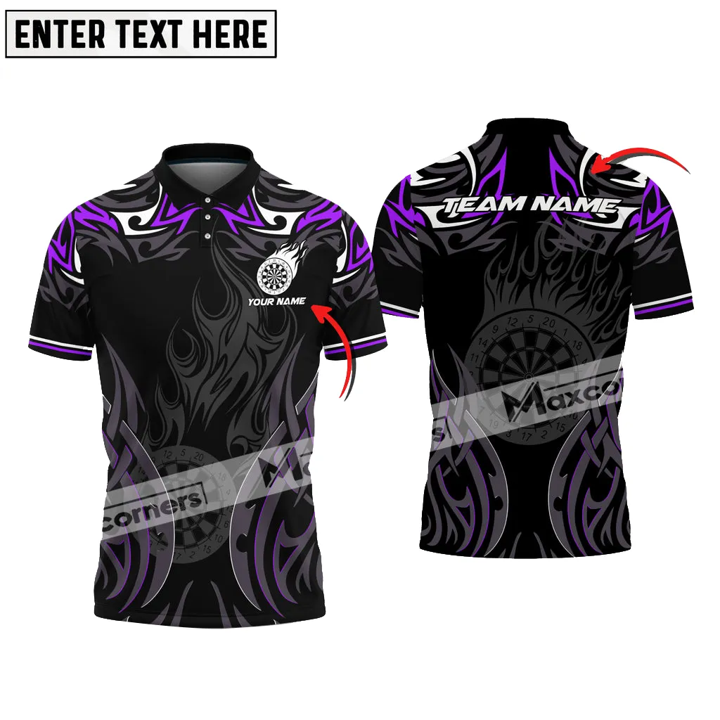 Darts Fire Flame Color Basic Options Personalized Name, Team Name 3D Polo Shirt