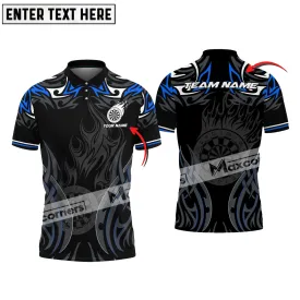 Darts Fire Flame Color Basic Options Personalized Name, Team Name 3D Polo Shirt