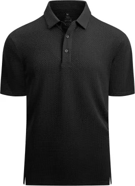 Esabel.C Bubble Men's Polo Shirts Short Sleeve Stretch Casual Jacquard Collared Golf Polo Shirts for Men