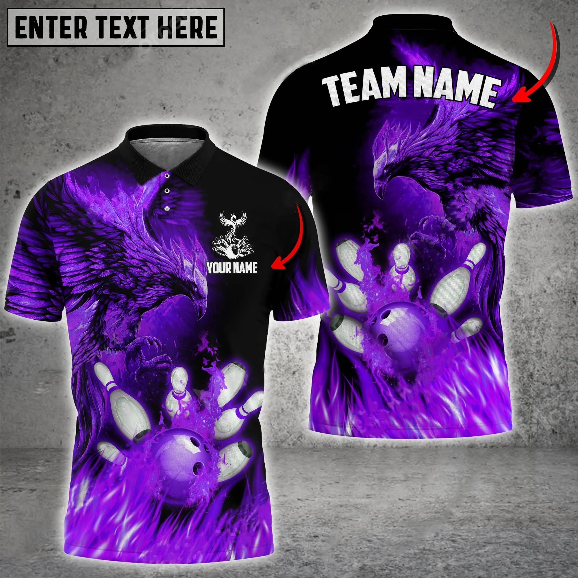 Flame Phoenix Bowling And Pins Customized Name 3D Shirt, Gift for Bowling Lovers