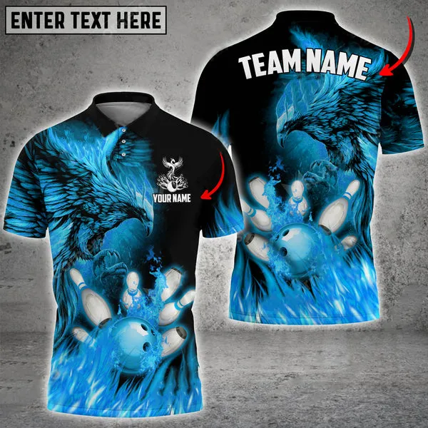 Flame Phoenix Bowling And Pins Customized Name 3D Shirt, Gift for Bowling Lovers