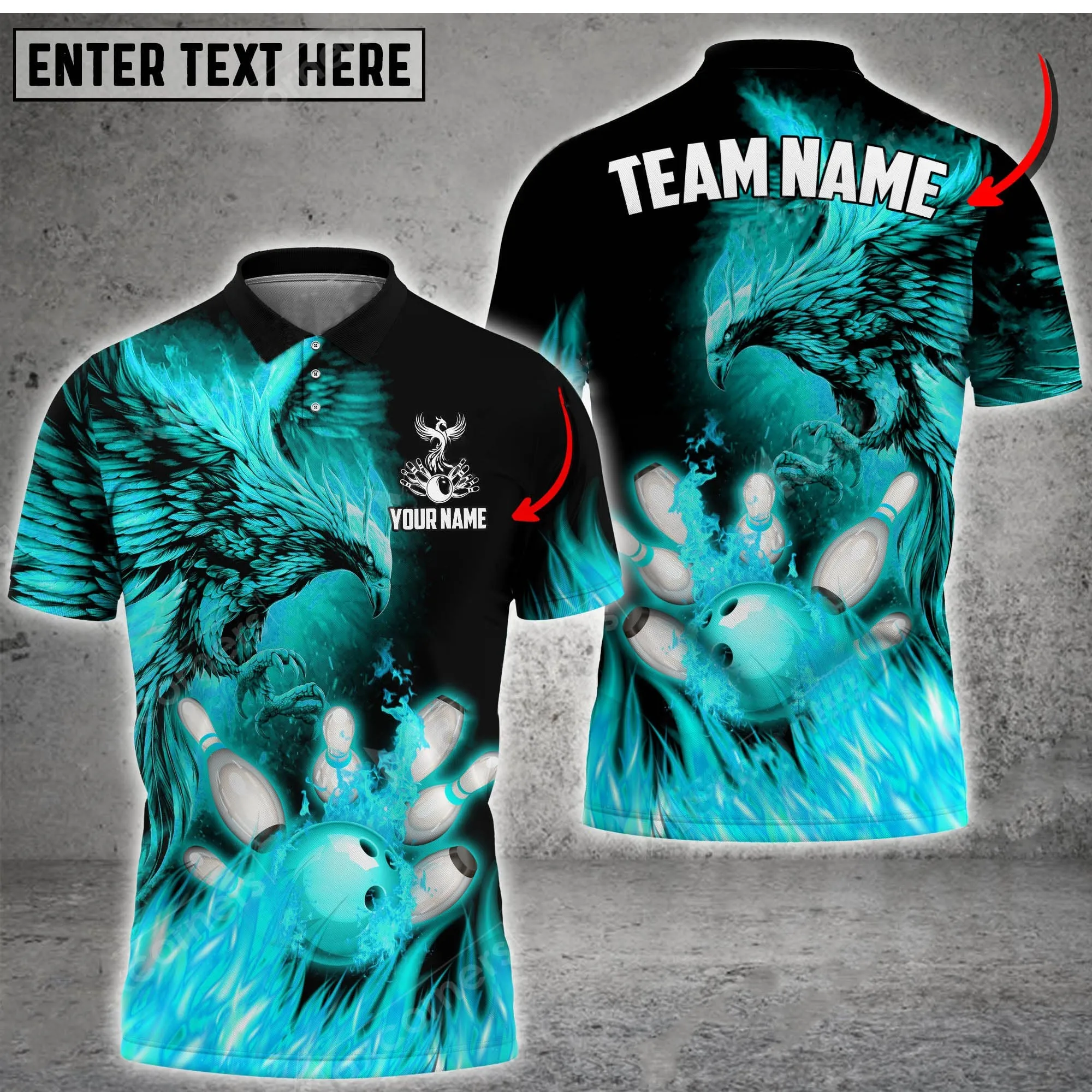 Flame Phoenix Bowling And Pins Customized Name 3D Shirt, Gift for Bowling Lovers