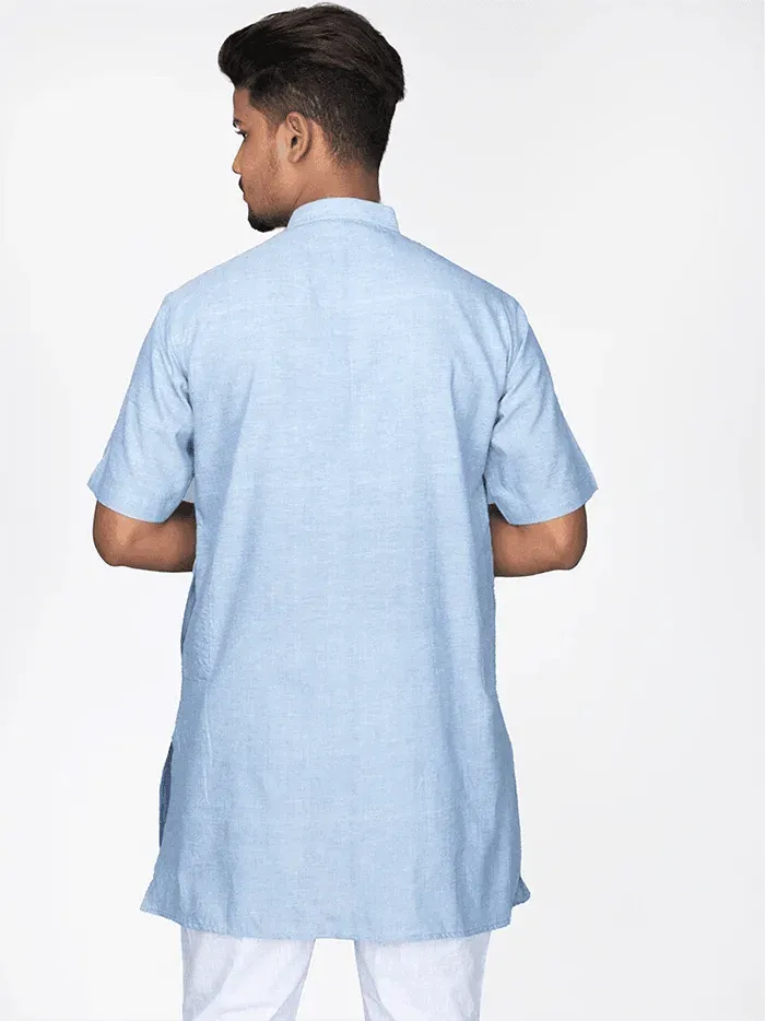Light Blue Handwoven Organic Cotton Men Kurta