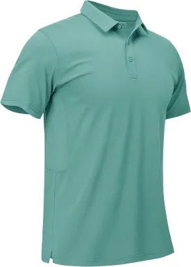 MAGCOMSEN Men's Polo Shirts Short Sleeve Cotton Pique Golf Shirt Casual Collared Shirt Lightweight Work Shirts with 3 Buttons