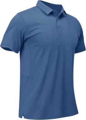 MAGCOMSEN Men's Polo Shirts Short Sleeve Cotton Pique Golf Shirt Casual Collared Shirt Lightweight Work Shirts with 3 Buttons