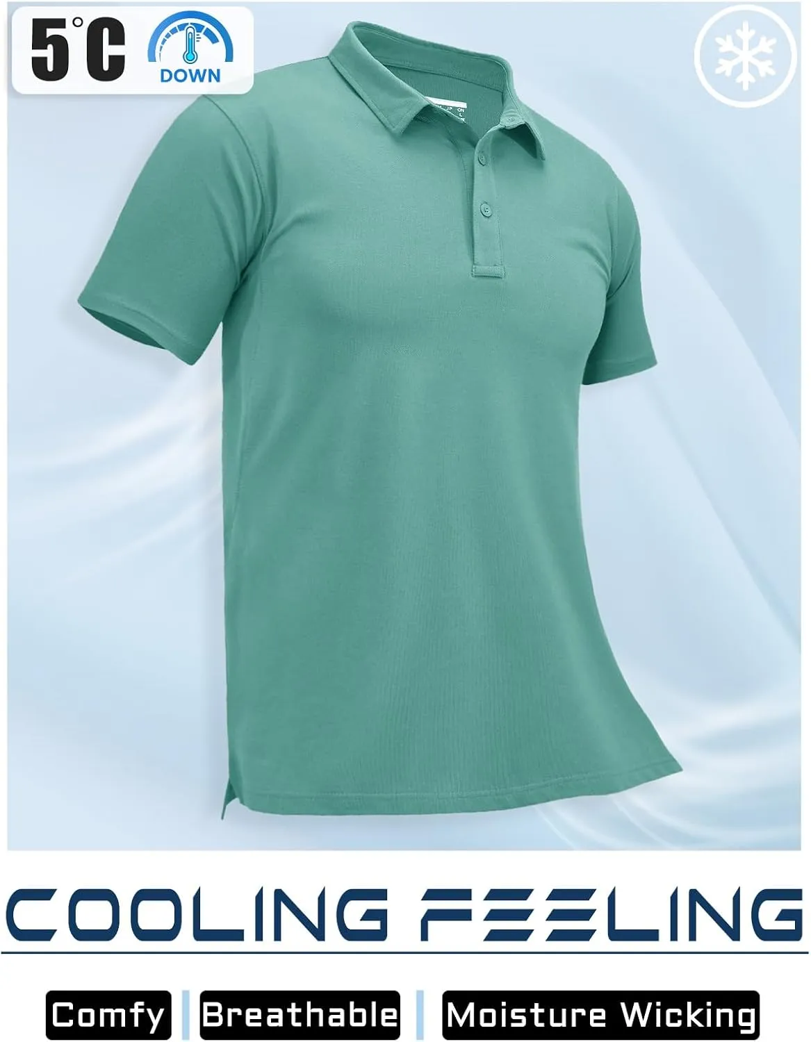 MAGCOMSEN Men's Polo Shirts Short Sleeve Cotton Pique Golf Shirt Casual Collared Shirt Lightweight Work Shirts with 3 Buttons