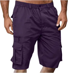 Mens Cargo Shorts 2025 Elastic Waist Bermuda Shorts Summer Casual Loose Fit Multi Pockets Outdoor Jogger Short Cargos