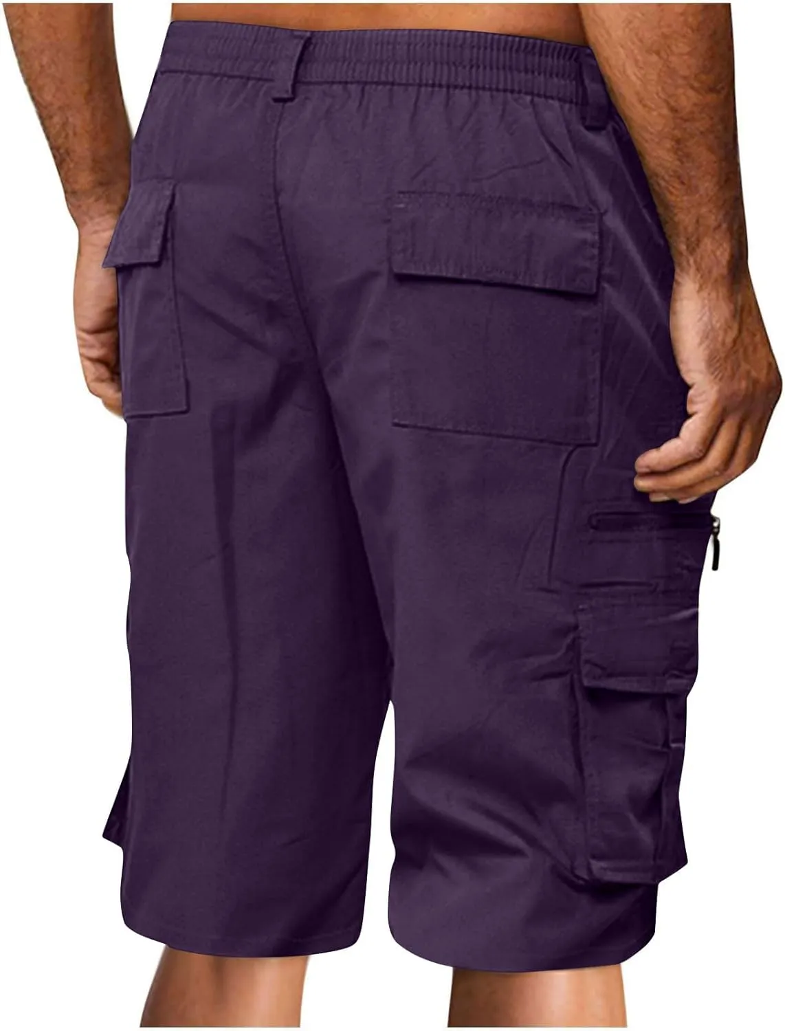 Mens Cargo Shorts 2025 Elastic Waist Bermuda Shorts Summer Casual Loose Fit Multi Pockets Outdoor Jogger Short Cargos