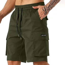 Men's Fashion Athletic Cargo Shorts Elastic Waist Quick-Dry Moisture-Wicking Workout Fitness Hiking Short Pants