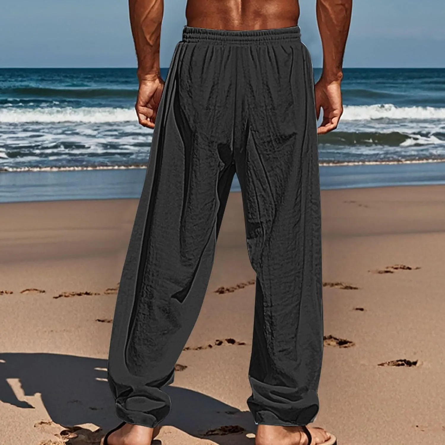 Men's Hawaiian Tropical Leaf Sweatpants Beach Vacation Lounge Pants Breathable Relaxed Fit Comfy Drawstring Casual