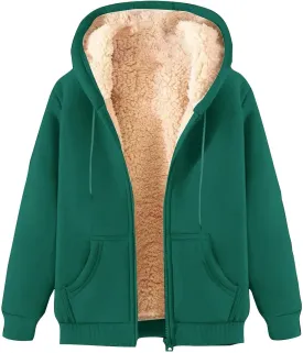 Mens Hoodies Oversized Fleece Lined Hooded Sweatshirts Long Sleeve Full Zip Thermal Winter Warm Outerwear 2024