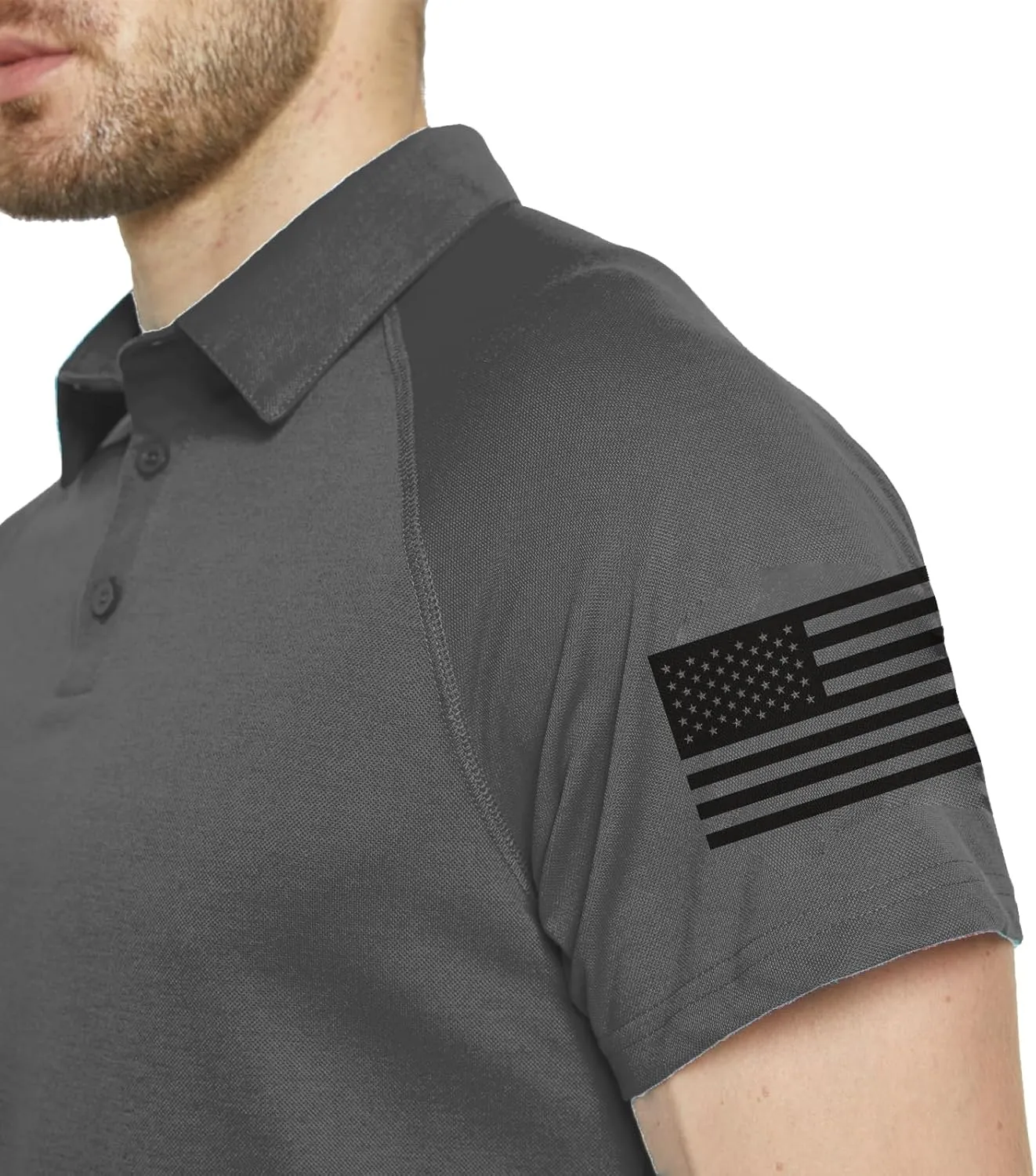 Men's Polo Shirt Short Sleeve Quick Dry American Flag Print Graphic Split Color Golf Shirt for Sport