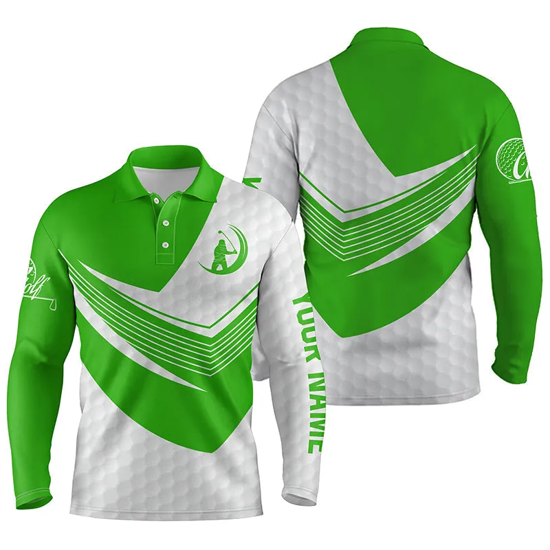 Multicolor And White Golf Shirt Custom Name Short Sleeve, Long Sleeve Golf Polos For Mens, Golfing Gifts