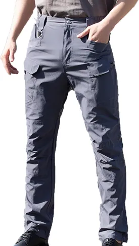Muscularfit Mens Pants Expandable Waist Multi Pockets Solid Cotton Cargo Pant Regular Big and Tall Straight Outdoor Sweatpant