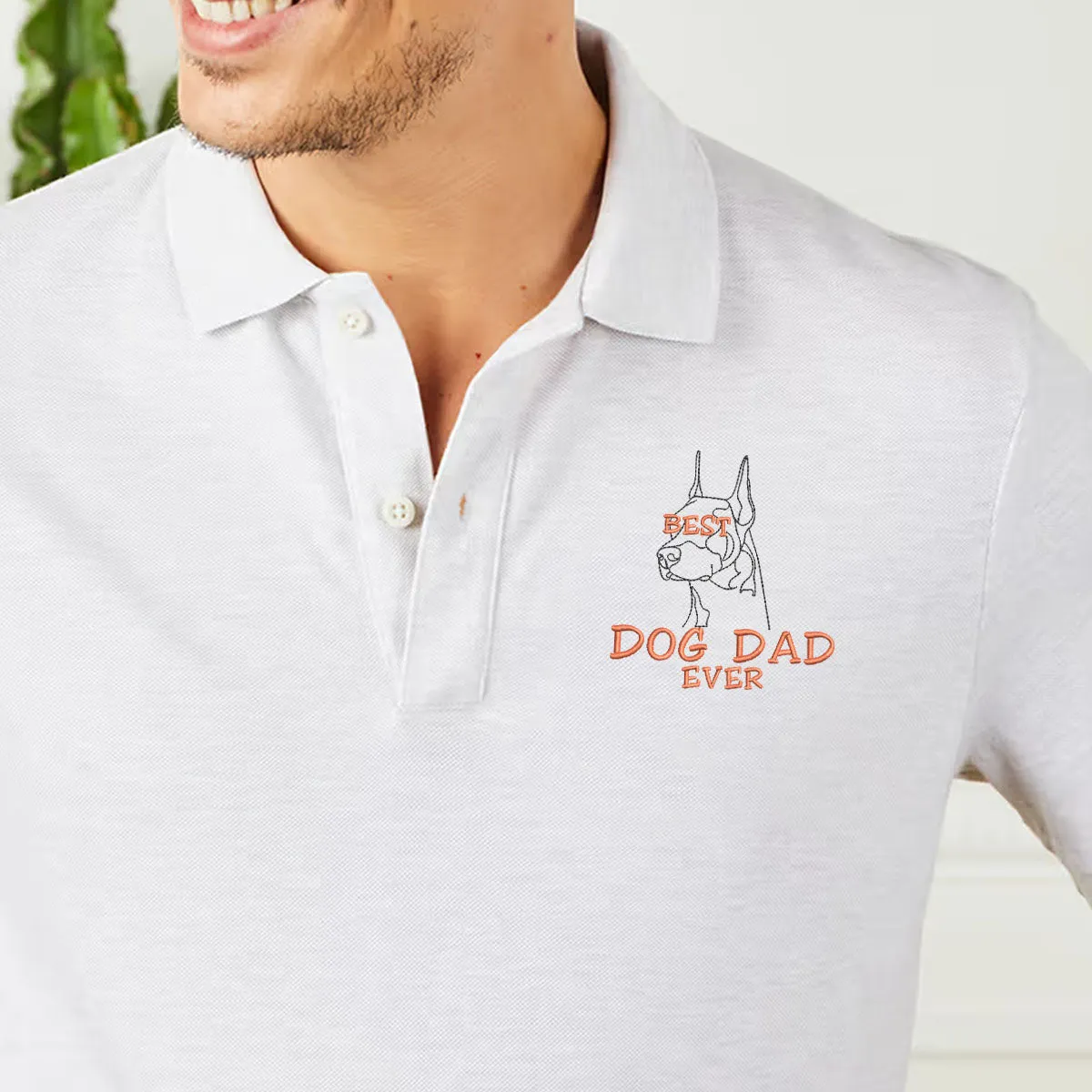 Personalized Best Doberman Dog Dad Ever Embroidered Polo Shirt, Custom Polo Shirt with Dog Name, Best Gifts For Doberman Lovers