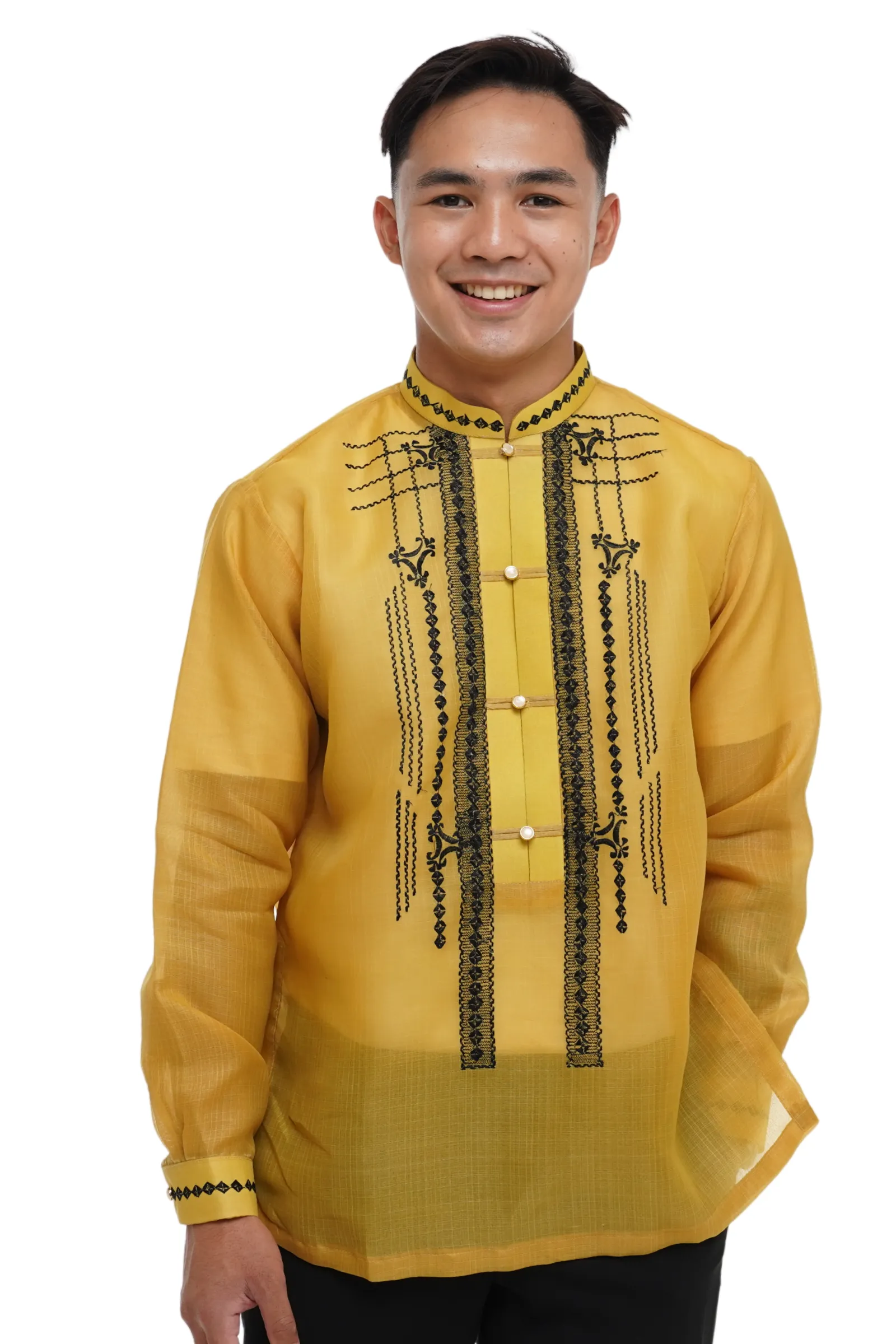 Premium Barong Tagalog Cultural Yellow Cocoon - Isiah JV405
