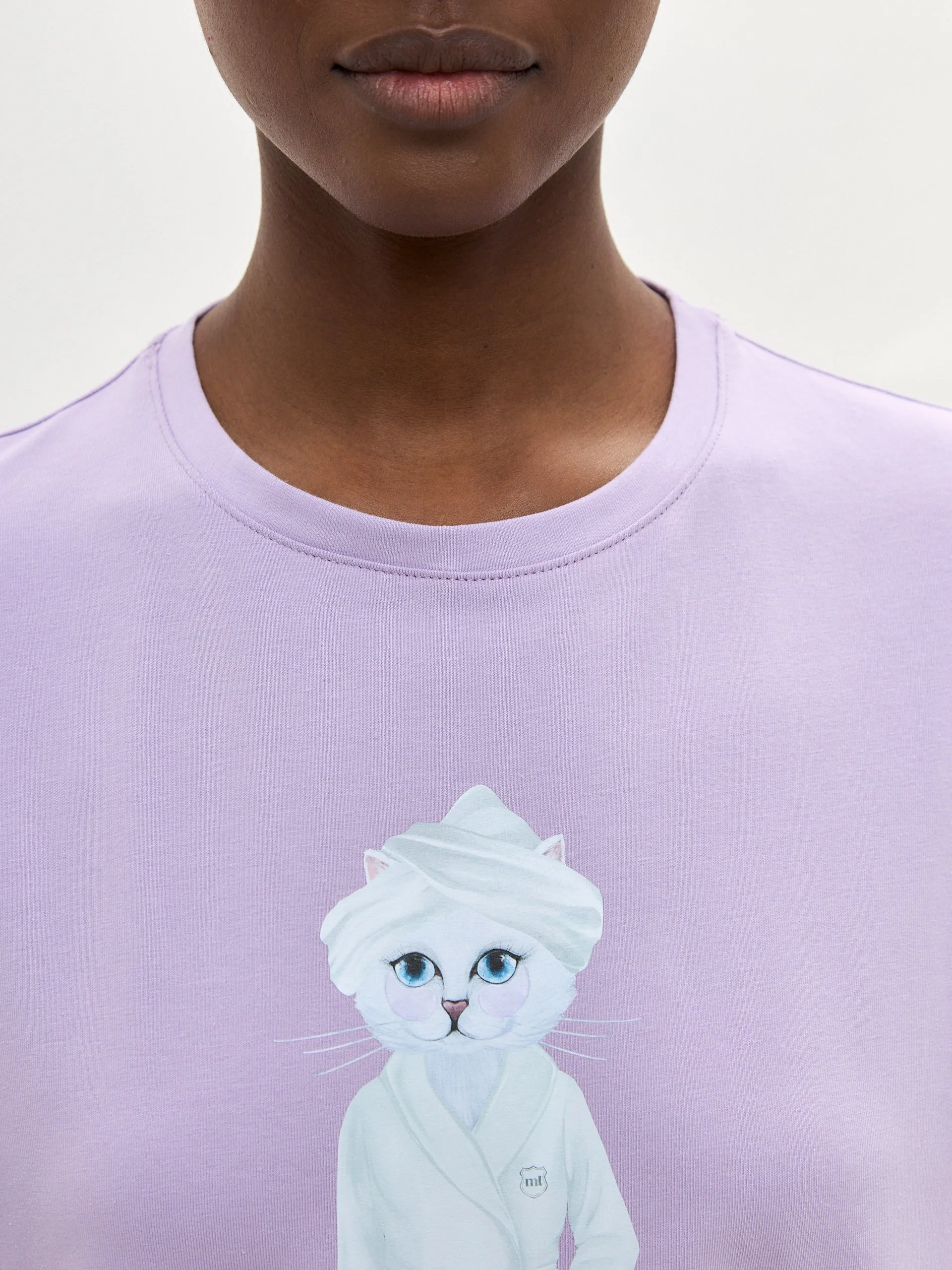 Purple Printed oversized T-shirt SPA CAT