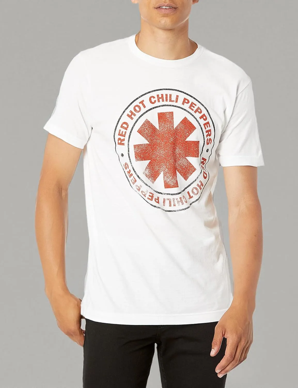Red Hot Chili Peppers Men's Standard Official Distressed Outlined Logo T-Shirt