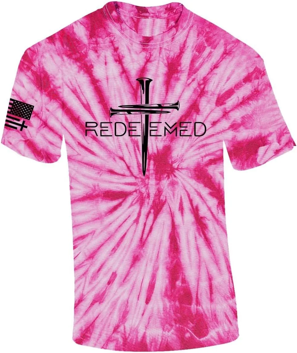 Redeemed Cross Nails Mens Christian American Flag Sleeve T-Shirt Graphic Tee
