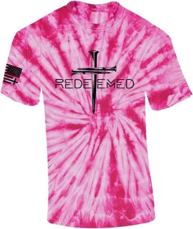 Redeemed Cross Nails Mens Christian American Flag Sleeve T-Shirt Graphic Tee
