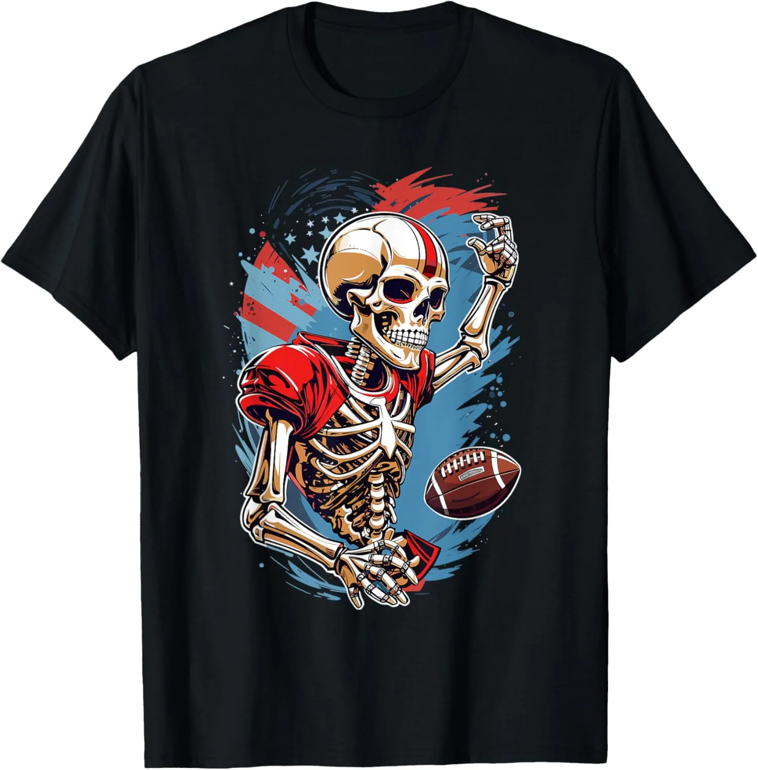 Skeleton Playing American Football Abstract Graphic T-Shirt