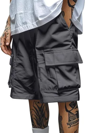 Summer Hiking Cargo Shorts for Men Casual Fashion Athletic Pants Loose Elastic Waist Beach Pants with Pockets