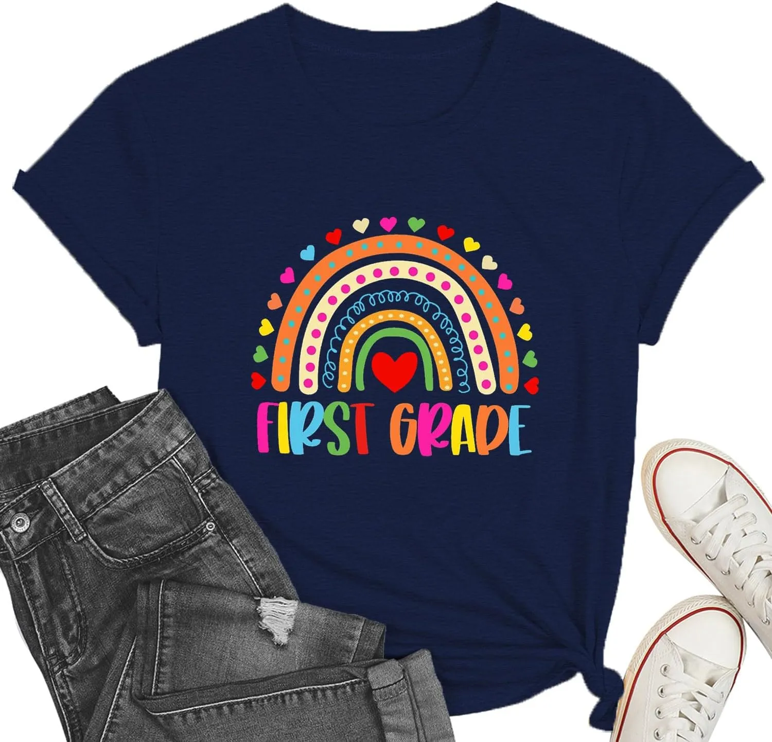 Teacher Shirts for Women Heart T-Shirt Women Teacher Appreciation Tee Teaching Support Tops