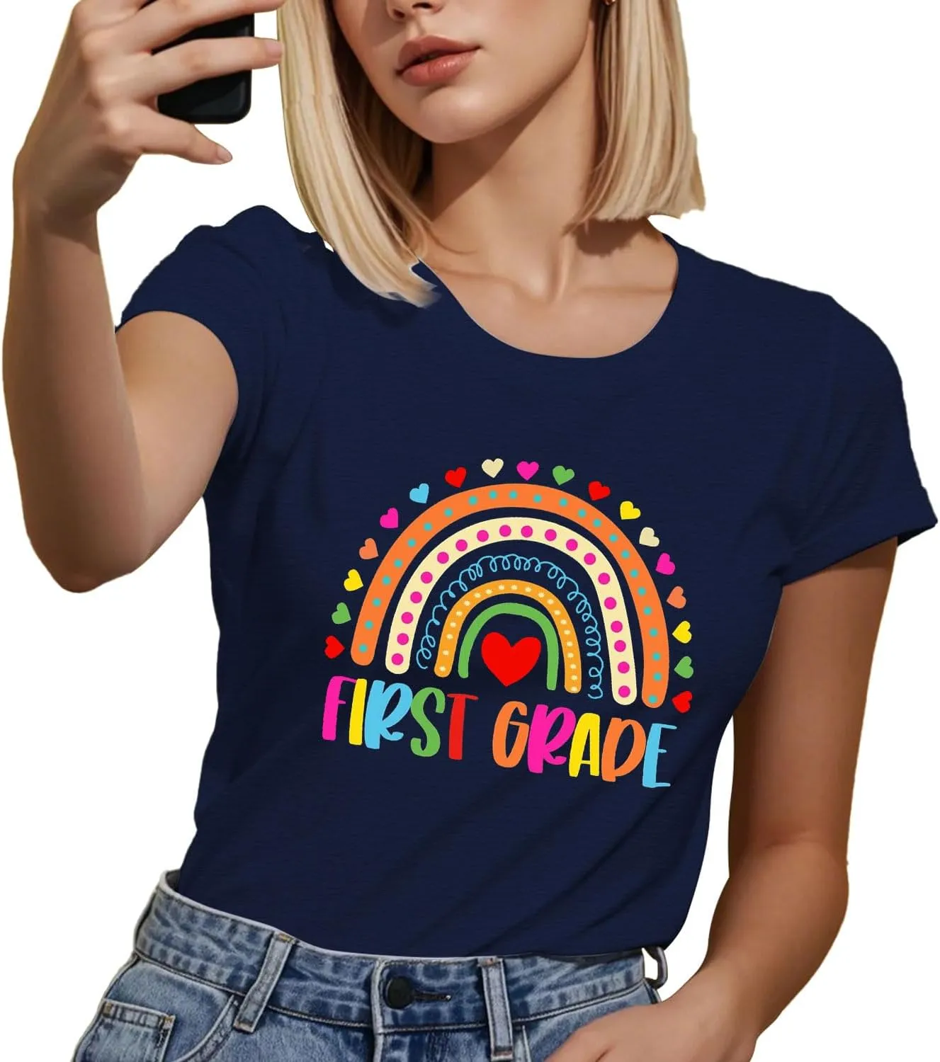 Teacher Shirts for Women Heart T-Shirt Women Teacher Appreciation Tee Teaching Support Tops